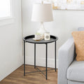 Javlergo Set of 2 Folding Round Steel TV Tray Tables - Compact Side Tables, No Assembly Needed - Dimensions: 18.5 x 18.5 x 19.7 in