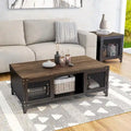 Conner Rustic Dark Walnut Steel 2-Piece Coffee and End Table Set by Furniture of America