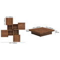 39.4-Inch Square Marble Veneer Coffee Table with Sliding Storage Top