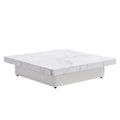 39.4-Inch Square Marble Veneer Coffee Table with Sliding Storage Top
