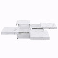 39.4-Inch Square Marble Veneer Coffee Table with Sliding Storage Top