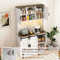 Rustic White Farmhouse Bar Cabinet with Sliding Barn Door - Spacious Kitchen Buffet and Coffee Bar Sideboard Table