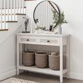 Bohemian Natural Rattan Console Table with Expanded Top and Dual Drawers