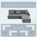 Contemporary L-Shaped Corduroy Sofa with Reversible Chaise from Harper & Bright Designs