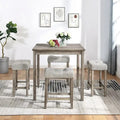 5-Piece Wood Dining Set: Square Table with 4 Upholstered Chairs