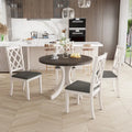 5-Piece Upholstered Chair Round Dining Table Set