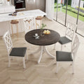 5-Piece Upholstered Chair Round Dining Table Set