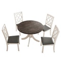 5-Piece Upholstered Chair Round Dining Table Set