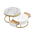 GEITIN Contemporary Round Nesting Coffee Table with Storage Drawers