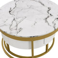 GEITIN Contemporary Round Nesting Coffee Table with Storage Drawers