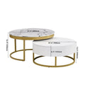 GEITIN Contemporary Round Nesting Coffee Table with Storage Drawers