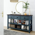 Solid Pine Wood Console Table Featuring Two Open Shelves