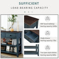 Solid Pine Wood Console Table Featuring Two Open Shelves