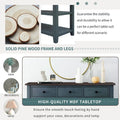 Solid Pine Wood Console Table Featuring Two Open Shelves