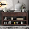 Solid Pine Wood Console Table Featuring Two Open Shelves