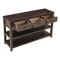 Solid Pine Wood Console Table Featuring Two Open Shelves