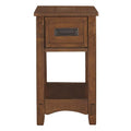 Brown Chairside End Table with 1 Drawer and Open Bottom Shelf