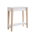 Contemporary Two-Tone Console Table with Dual Shelves - White and Tan