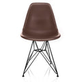Mid-Century Modern DSR Dining Accent Side Chair with Brown Wood Grain Finish and Black Eiffel Steel Legs - Nature Series