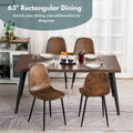 HomyLin 63-Inch Rectangular Dining Table for 4-6 People with Wooden Top and Metal Legs