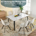 HomyLin 63-Inch Rectangular Dining Table for 4-6 People with Wooden Top and Metal Legs