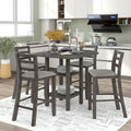 5-Piece Wooden Counter Height Dining Set with Cushioned Chairs and Storage Shelves