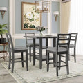 5-Piece Wooden Counter Height Dining Set with Cushioned Chairs and Storage Shelves