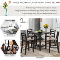 5-Piece Wooden Counter Height Dining Set with Cushioned Chairs and Storage Shelves