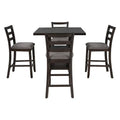 5-Piece Wooden Counter Height Dining Set with Cushioned Chairs and Storage Shelves
