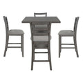 5-Piece Wooden Counter Height Dining Set with Cushioned Chairs and Storage Shelves