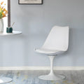 Mid-Century Modern Swivel Tulip Accent Chair with Plush Cushioned Seat in White Polypropylene