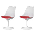 Mid-Century Modern Swivel Tulip Accent Chair with Plush Cushioned Seat in White Polypropylene