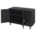 Rattan Storage Cabinet with 2 Doors, Adjustable Shelves, and 3 Drawers