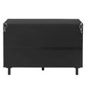 Rattan Storage Cabinet with 2 Doors, Adjustable Shelves, and 3 Drawers