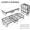 Compact Rollaway Folding Guest Bed with Sturdy Metal Frame and 5-Inch Thick Mattress