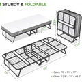 Compact Rollaway Folding Guest Bed with Sturdy Metal Frame and 5-Inch Thick Mattress