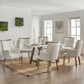 Set of 6 Albert Farmhouse Upholstered Solid Wood Dining Chairs by HULALA HOME