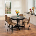 HomyLin Set of 4 Suede Dining Chairs with Black Metal Legs - Stylish Side Accent Chairs