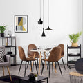 HomyLin Set of 4 Suede Dining Chairs with Black Metal Legs - Stylish Side Accent Chairs