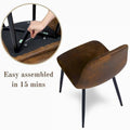 HomyLin Set of 4 Suede Dining Chairs with Black Metal Legs - Stylish Side Accent Chairs
