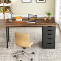 Contemporary Minimalist Computer Desk with 5 Drawer Storage for Study and Writing