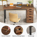 Contemporary Minimalist Computer Desk with 5 Drawer Storage for Study and Writing