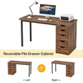 Contemporary Minimalist Computer Desk with 5 Drawer Storage for Study and Writing