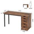 Contemporary Minimalist Computer Desk with 5 Drawer Storage for Study and Writing