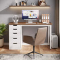 Contemporary Minimalist Computer Desk with 5 Drawer Storage for Study and Writing