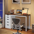 Contemporary Minimalist Computer Desk with 5 Drawer Storage for Study and Writing