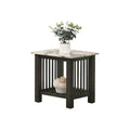 Antique Walnut End Table with Faux Marble Top in Black