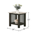Antique Walnut End Table with Faux Marble Top in Black