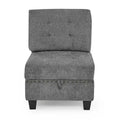 Grey Chenille L-Shaped Modular Sectional Sofa Set with Three Individual Chairs and Three Corner Pieces - Dimensions: 116W x 89.5D x 36.5H