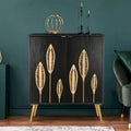 Evari Mid-Century Modern 2-Door Accent Cabinet in Antique Gold - Stylish Sideboard Storage for Living and Dining Rooms